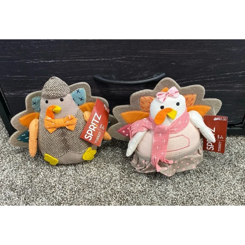 2020 Spritz‎ Target Turkey couple felt, fabric birds weighted plush